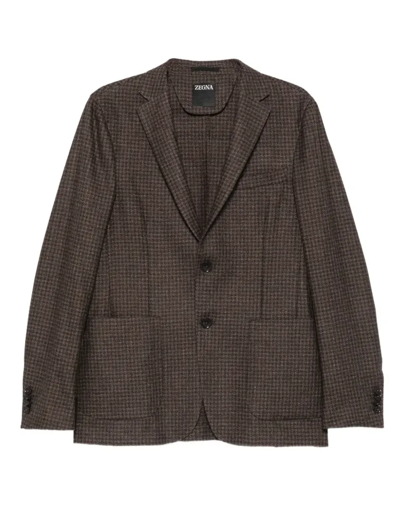 Ermenegildo Zegna houndstooth-pattern single-breasted blazer - Braun Braun