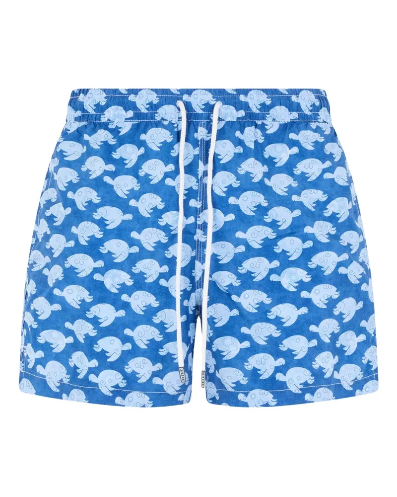 Fedeli turtle-print drawstring swim shorts - Blau Blau