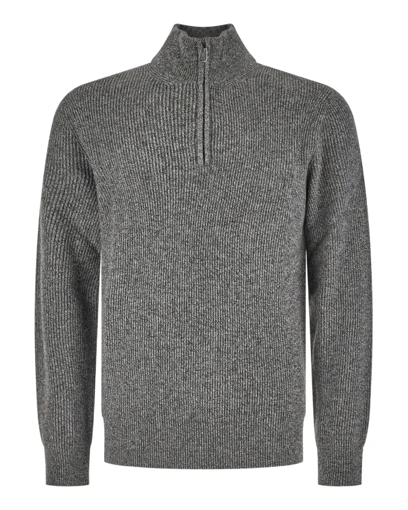 Piacenza Cashmere Gerippter Pullover mit Viertelreißverschluss - Grau Grau