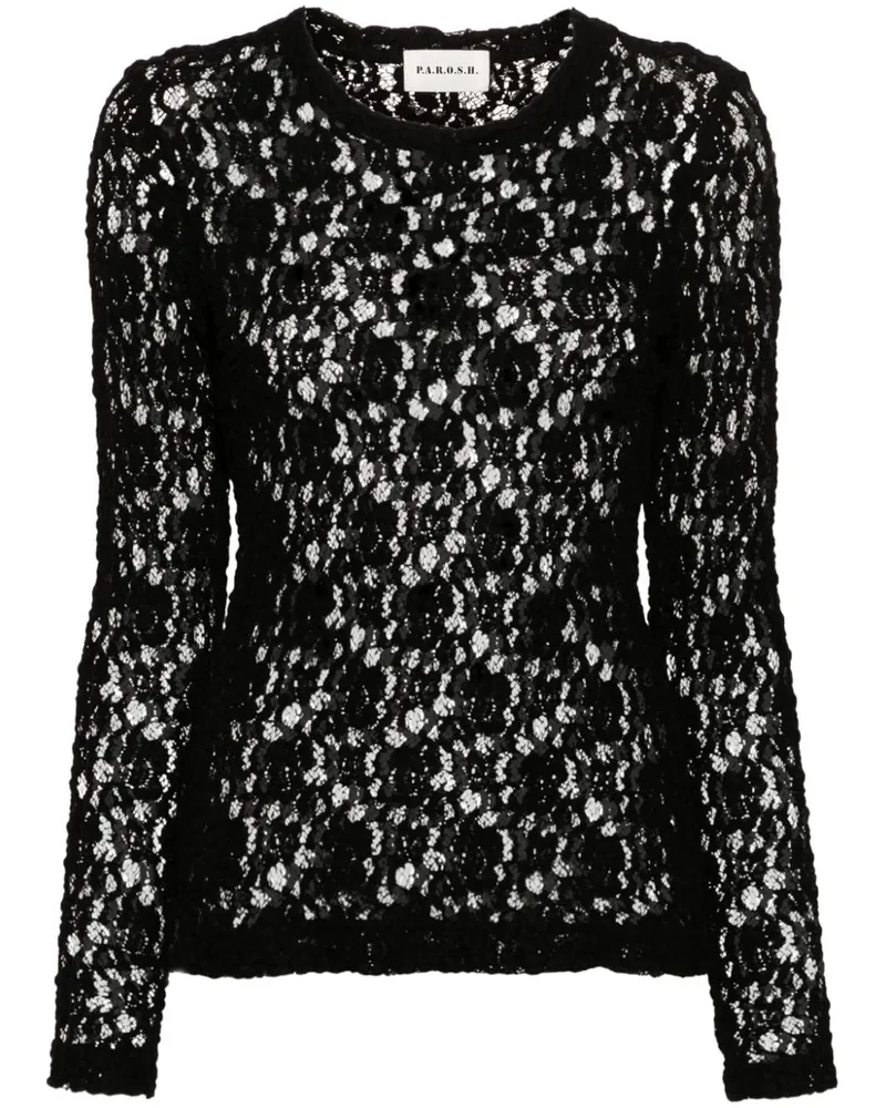 P.A.R.O.S.H. P.A.R.O H. Spitzentop mit Blumenmuster Schwarz