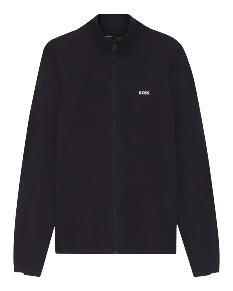 HUGO BOSS knitted-cotton cardigan with contrast logo - Schwarz Schwarz