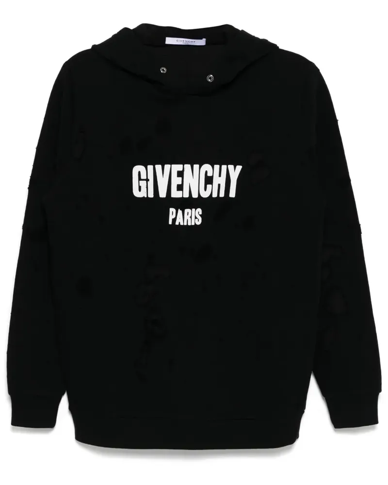 Givenchy Hoodie im Distressed-Look mit Logo-Print - Schwarz Schwarz