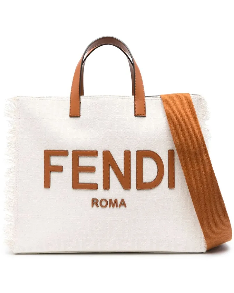 Fendi Canvas-Shopper mit Jacquard-Logo - Nude Nude