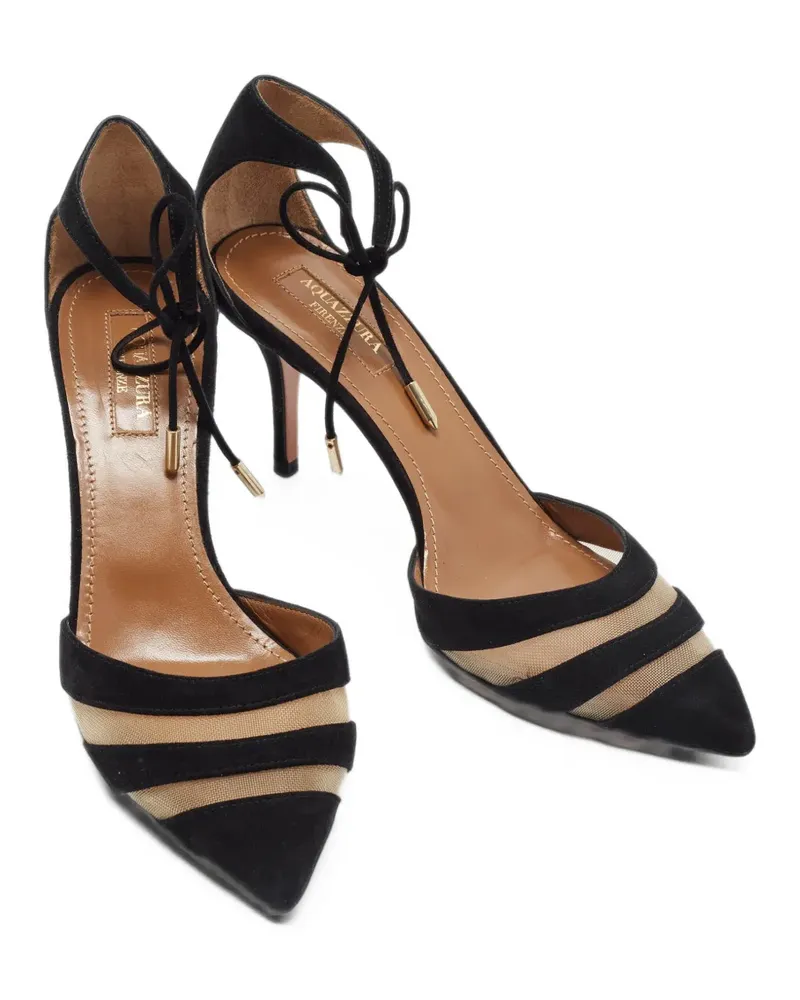 Aquazzura Mesh-Pumps aus Wildleder - Schwarz Schwarz