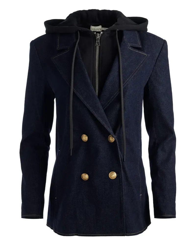 Alice + Olivia Jordan double-breasted hooded denim blazer - Blau Blau
