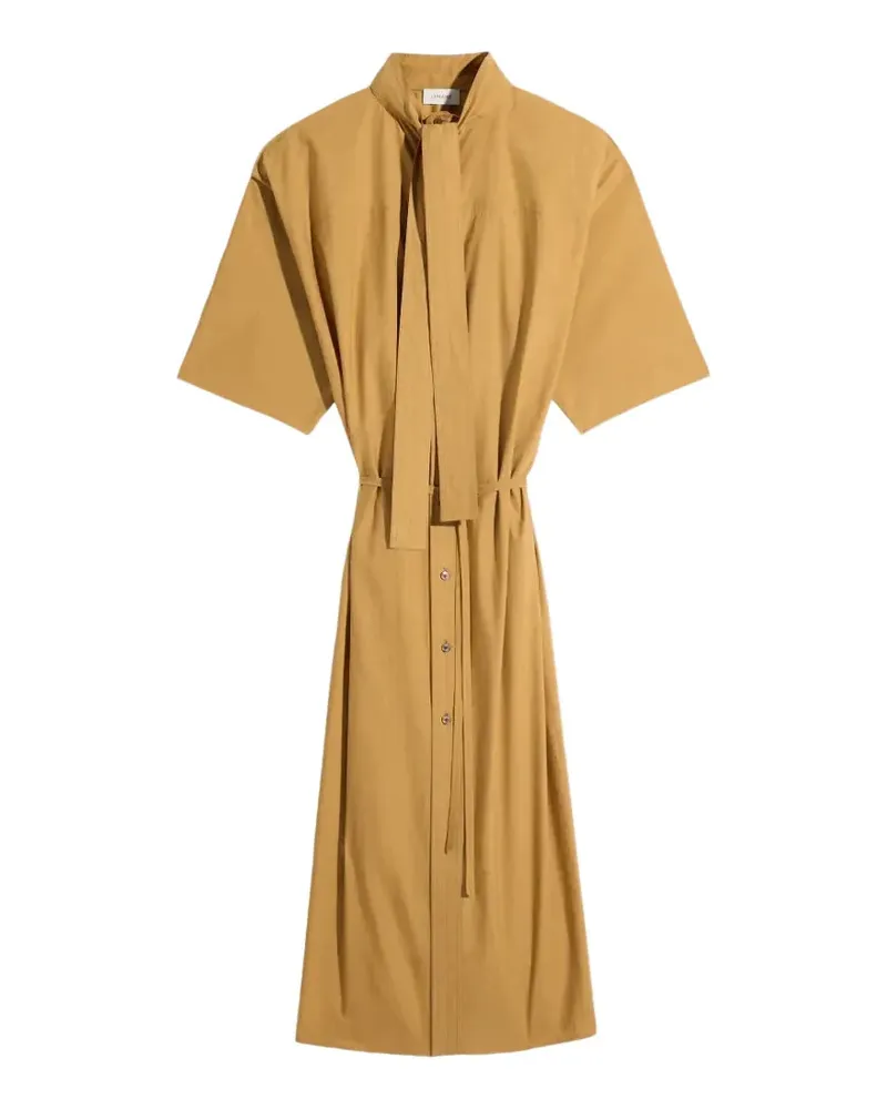 Christophe Lemaire pussy-bow belted midi dress - Nude Nude