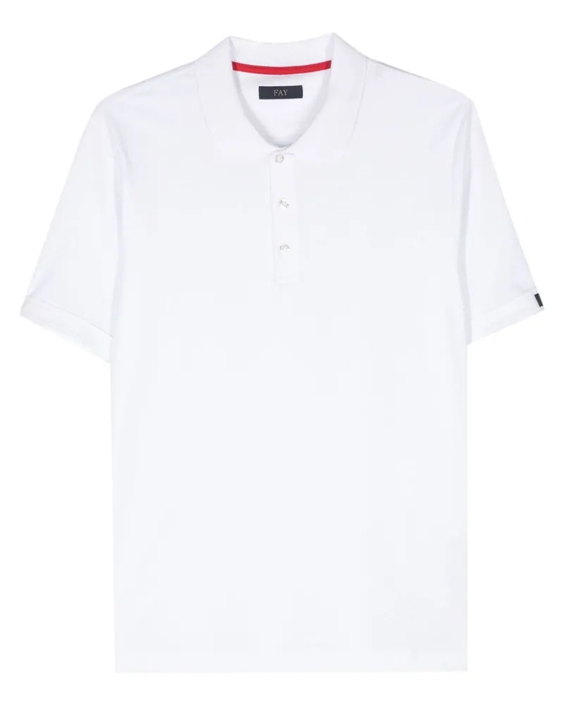 Fay Poloshirt mit Logo-Patch - Weiß Weiß