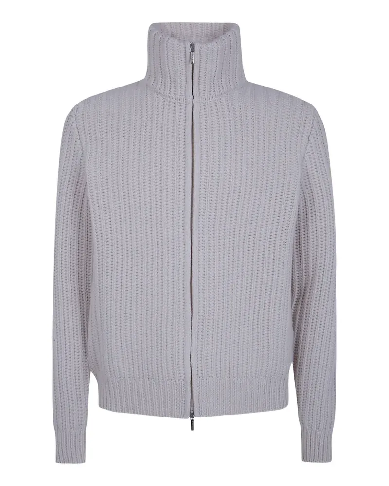 BARBA Gerippter Cardigan mit Reißverschluss - Nude Nude