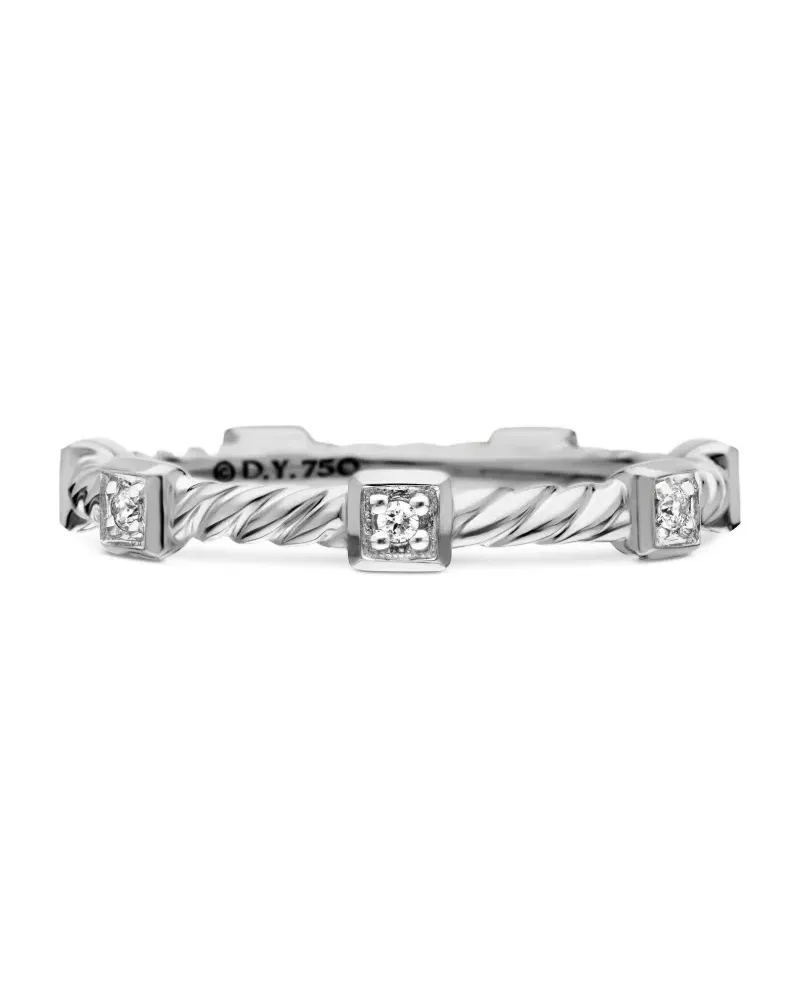 David Yurman 18kt Cable Collectibles Weißgoldring mit Diamant 2mm - Silber Silber