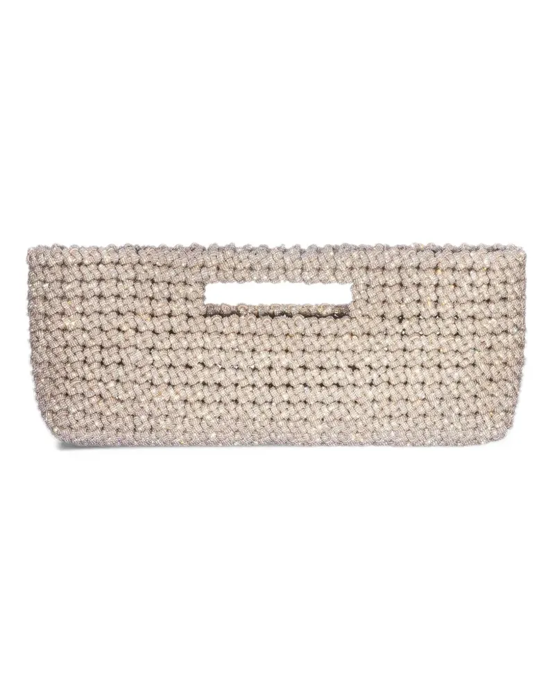 HIBOURAMA mini Livia Gem braided tote bag - Silber Silber