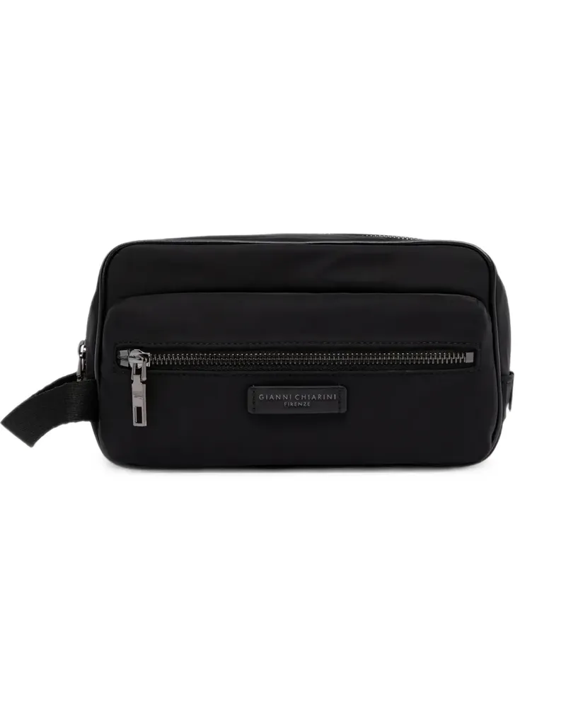 Gianni Chiarini Clutch mit Lederbesatz und umlaufendem Reißverschluss - Schwarz Schwarz