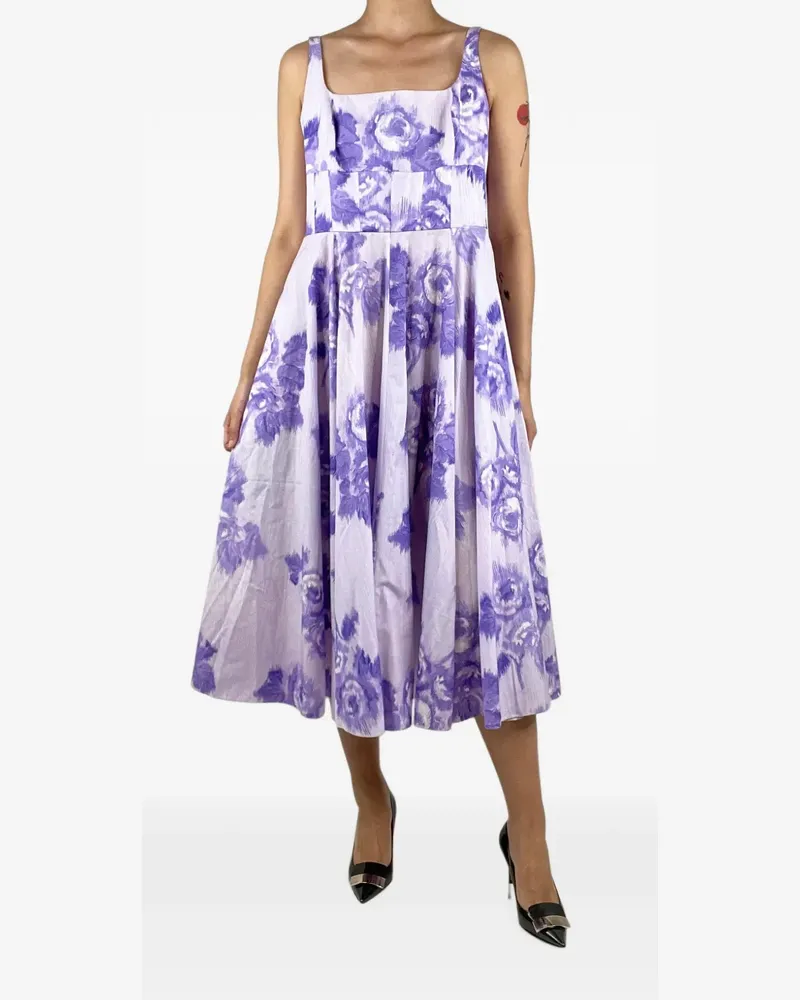 EMILIA WICKSTEAD floral-print pleated midi dress - Violett Violett