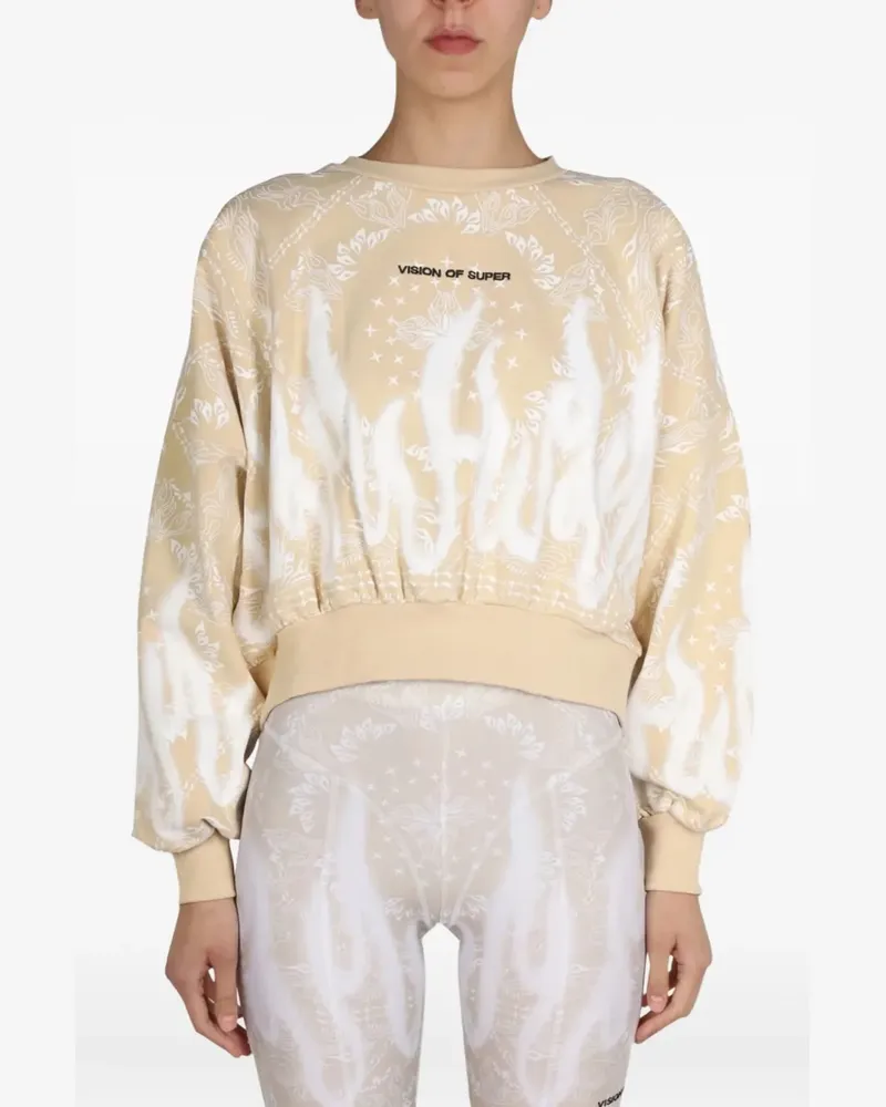 Vision Of Super flame-print sweatshirt - Nude Nude