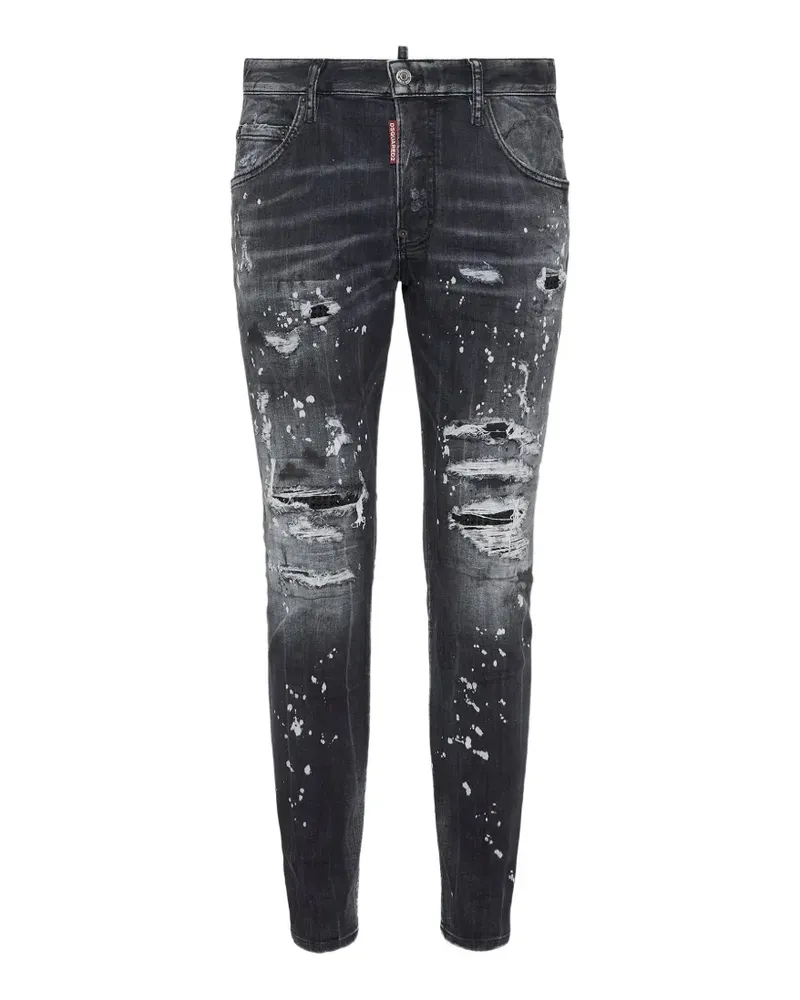 Dsquared2 black denim white marks skater jeans - Schwarz Schwarz