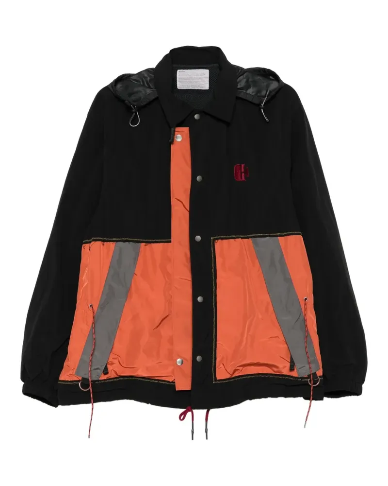 kolor colour-block hooded jacket - Schwarz Schwarz