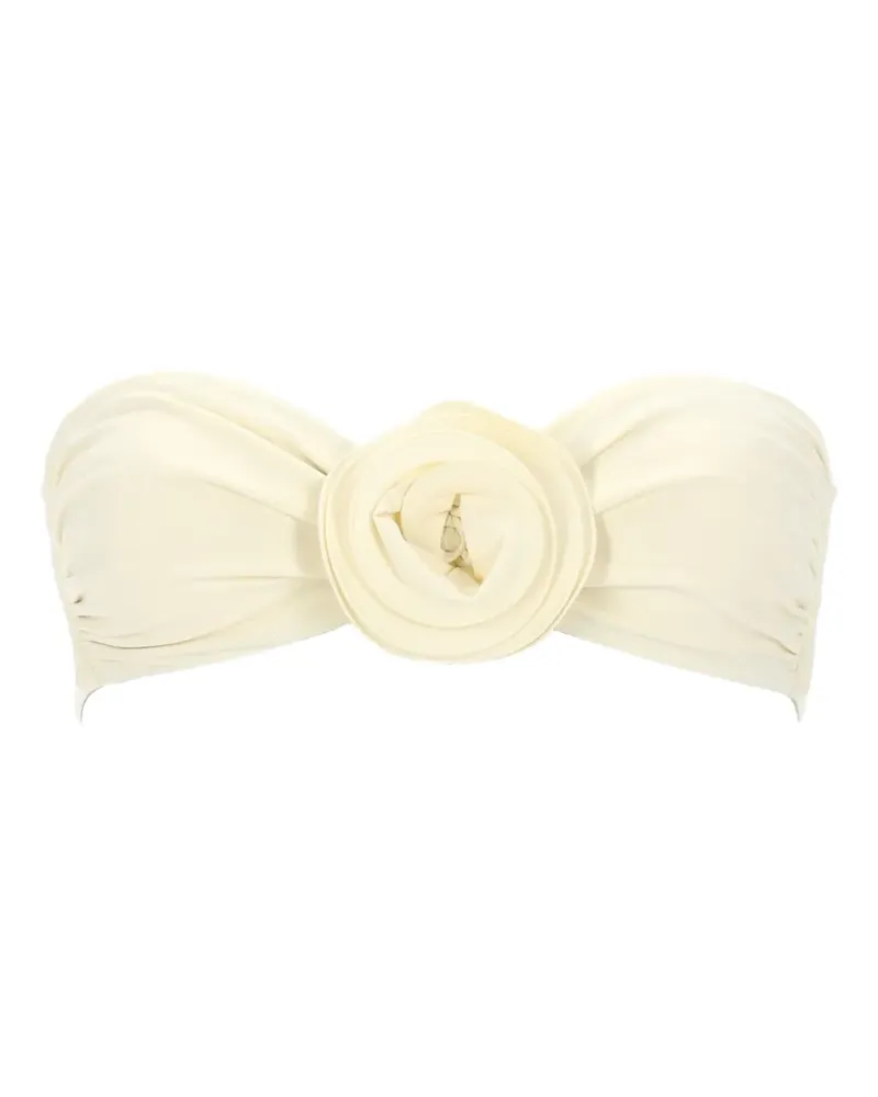 La Reveche Derya floral-appliqué bikini top - Weiß Weiß