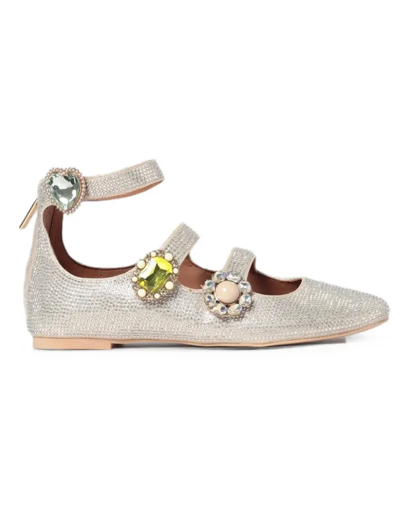Kurt Geiger Ballerinas mit Kristallen und Riemen - Silber Silber