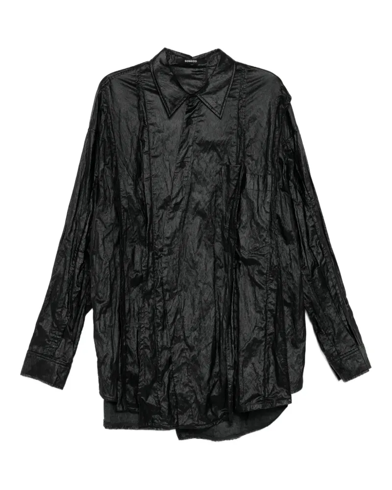 SONGZIO crinkled long-sleeve shirt - Schwarz Schwarz
