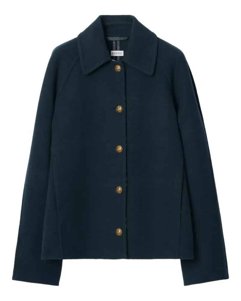Burberry Einreihiger Wollmantel mit Karomuster - Blau Blau