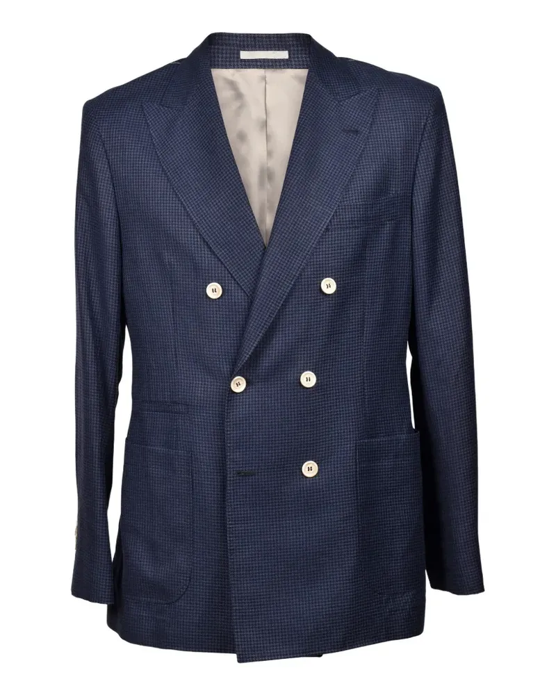 Brunello Cucinelli houndstooth double-breasted blazer - Blau Blau
