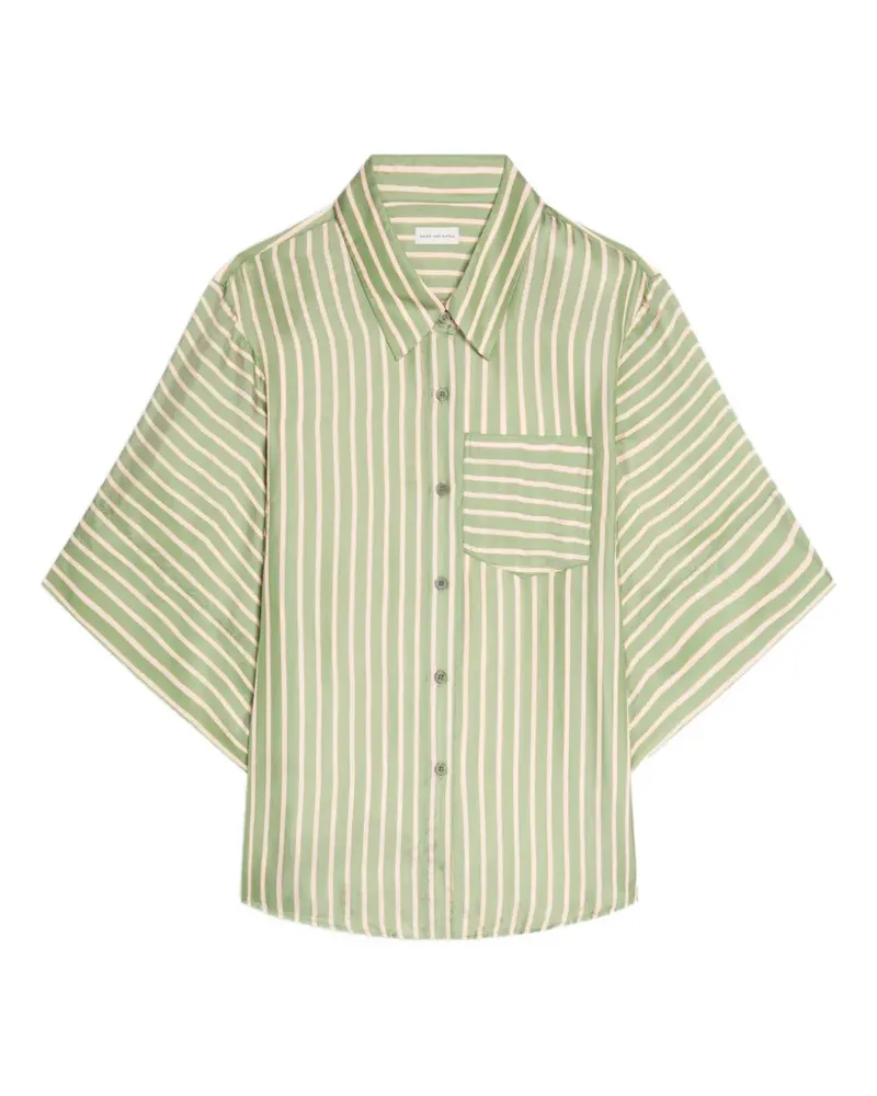 Dries van Noten Gestreiftes Hemd mit kurzen Ärmeln - Grün Grün