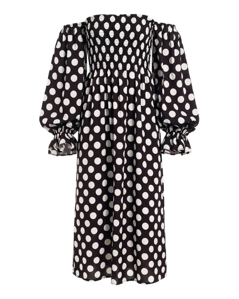 SLEEPER Atlanta Midikleid mit Polka Dots - Schwarz Schwarz
