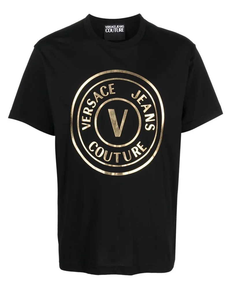 Versace Jeans T-Shirt mit Logo-Print Schwarz