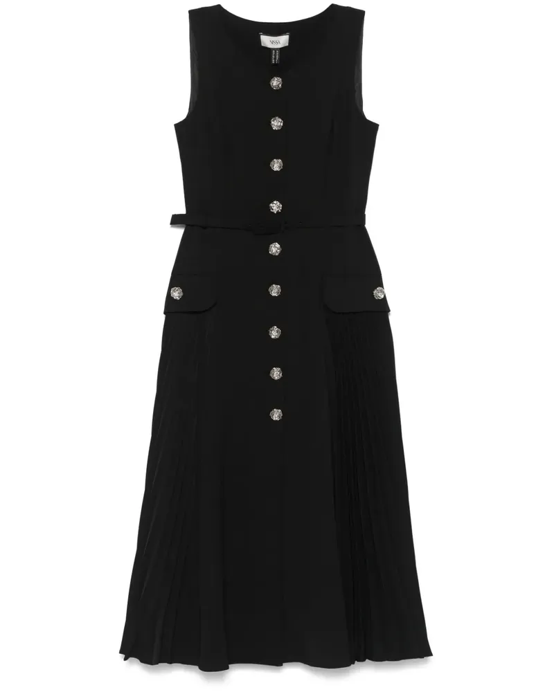 NISSA Plissiertes Midikleid - Schwarz Schwarz