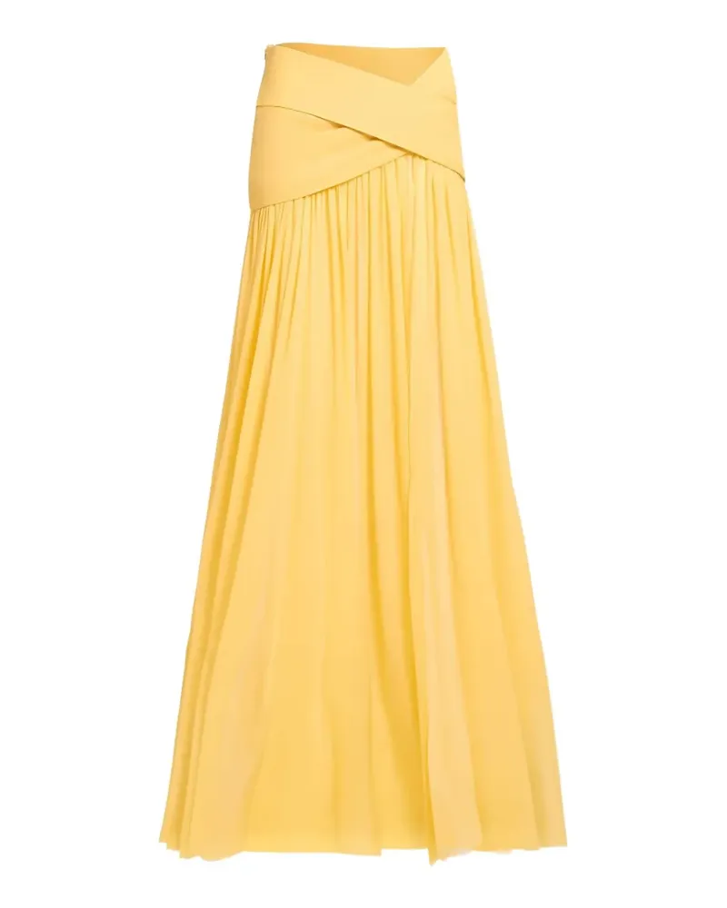 Elie Saab Gewickelter Maxirock aus Seide mit Falten - Gelb Gelb