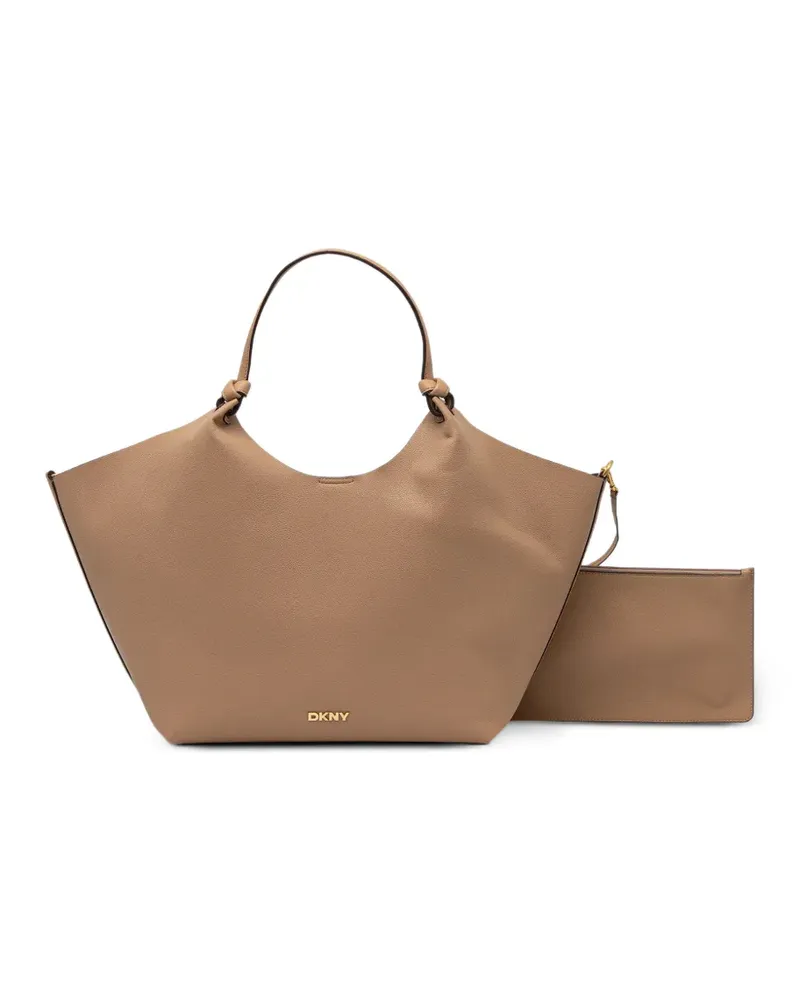 DKNY Extra großer Paula Tote Bag mit Logo-Schild - Nude Nude