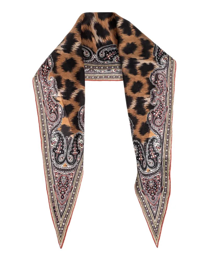 Etro animal-print scarf - Braun Braun