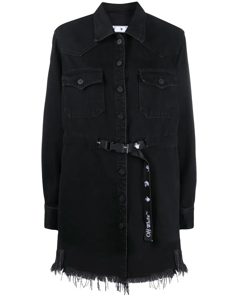 OFF-WHITE Jeanskleid mit ausgefranstem Saum - Schwarz Schwarz