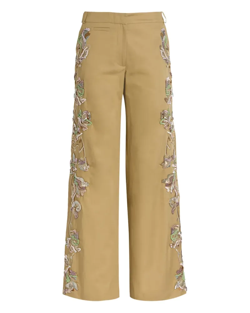 Christopher Esber floral-embellished trousers - Nude Nude