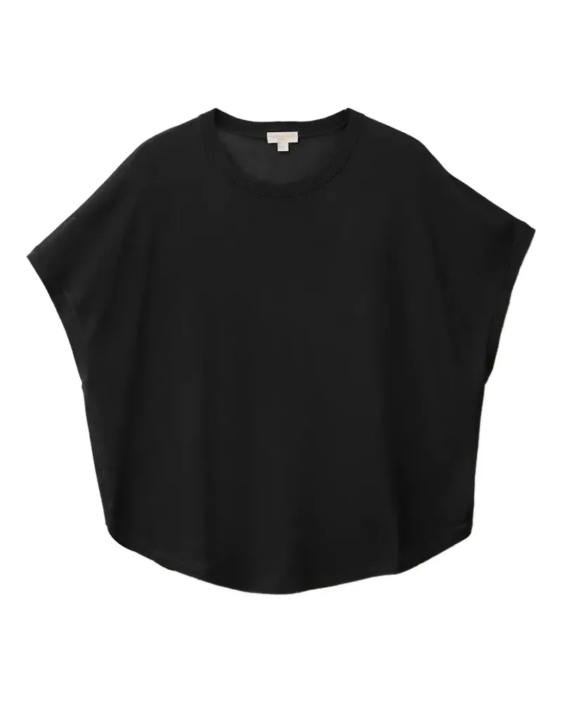 Benetton batwing-sleeve curved-hem T-shirt - Schwarz Schwarz