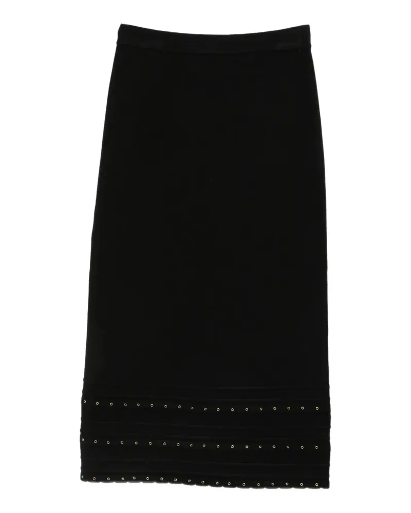 Twin-Set Gerippter Strickrock mit Nieten - Schwarz Schwarz
