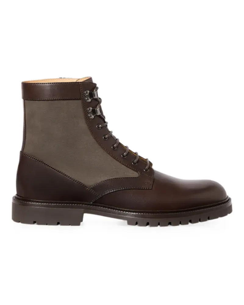 Brunello Cucinelli waxed calfskin and techno fabric boots - Braun Braun