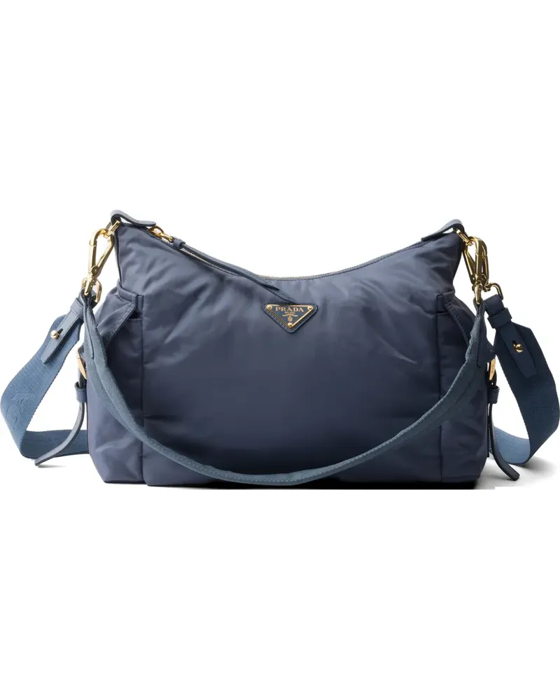 Prada Explore large Re-Nylon and leather shoulder bag - Blau Blau