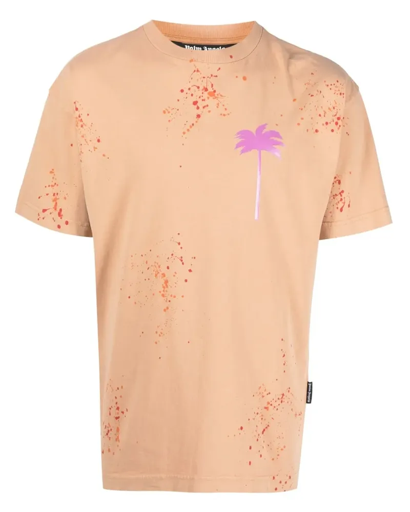Palm Angels T-Shirt mit Farbklecks-Print - Braun Braun