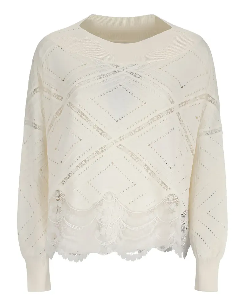 Ermanno Scervino lace-trimmed sweater - Weiß Weiß