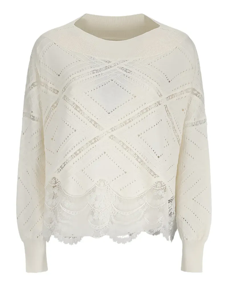Ermanno Scervino lace-trimmed sweater - Weiß Weiß