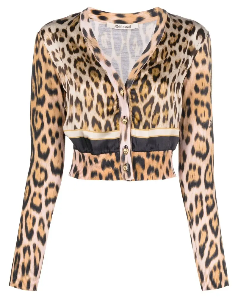 Roberto Cavalli Cardigan mit Leoparden-Print - Nude Nude