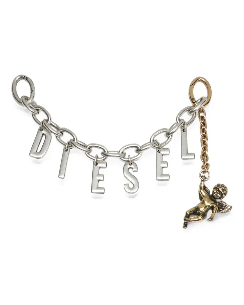 Diesel Schlüsselanhänger mit Cherub-Anhänger - Silber Silber