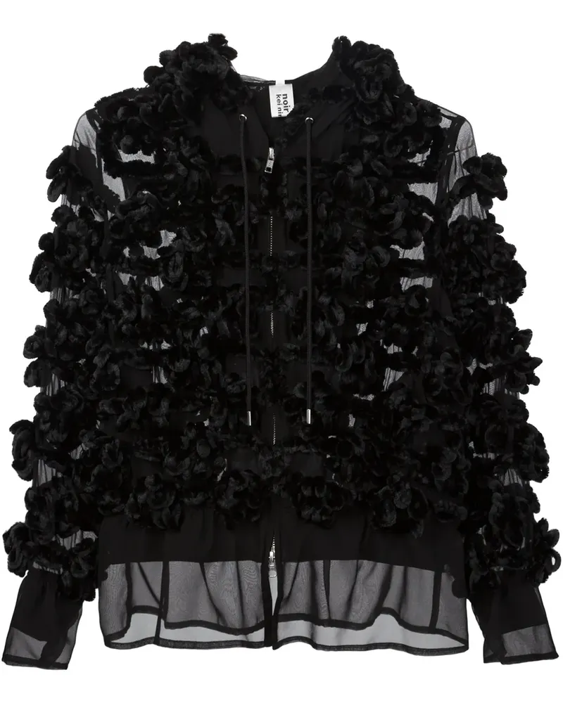 Noir Kei Ninomiya Kapuzenjacke mit Applikationen - Schwarz Schwarz