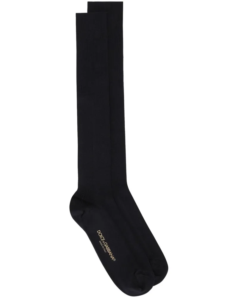 Dolce & Gabbana Kniestrümpfe mit Intarsien-Logo - Schwarz Schwarz