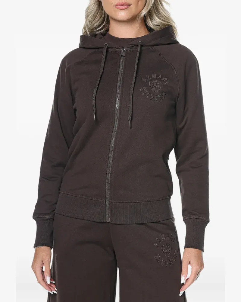 Armani Exchange Kapuzenjacke mit Logo-Stickerei - Braun Braun