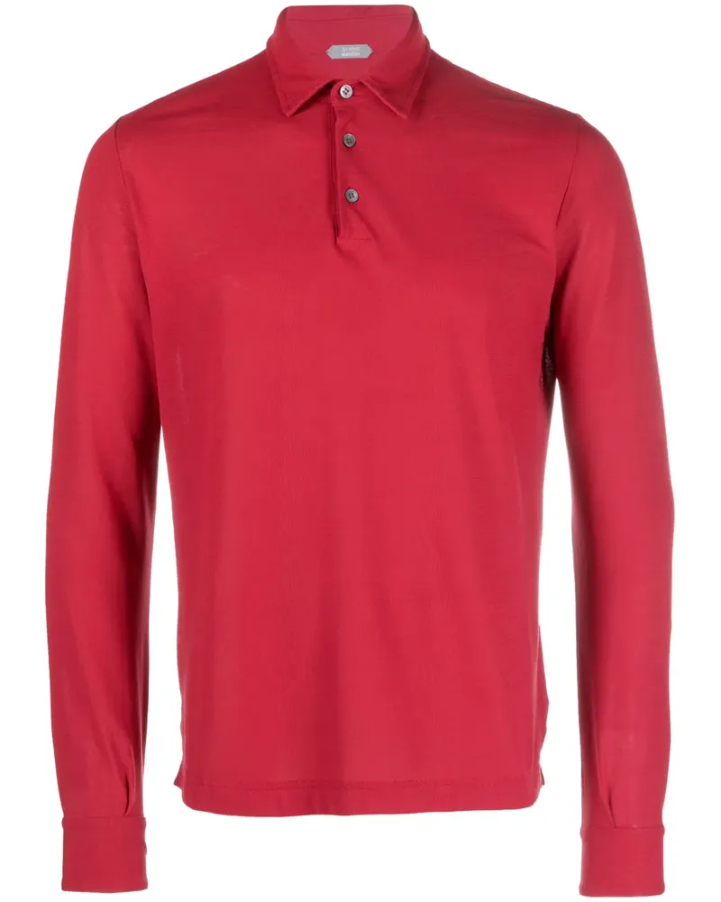 Zanone Poloshirt mit langen Ärmeln - Rot Rot