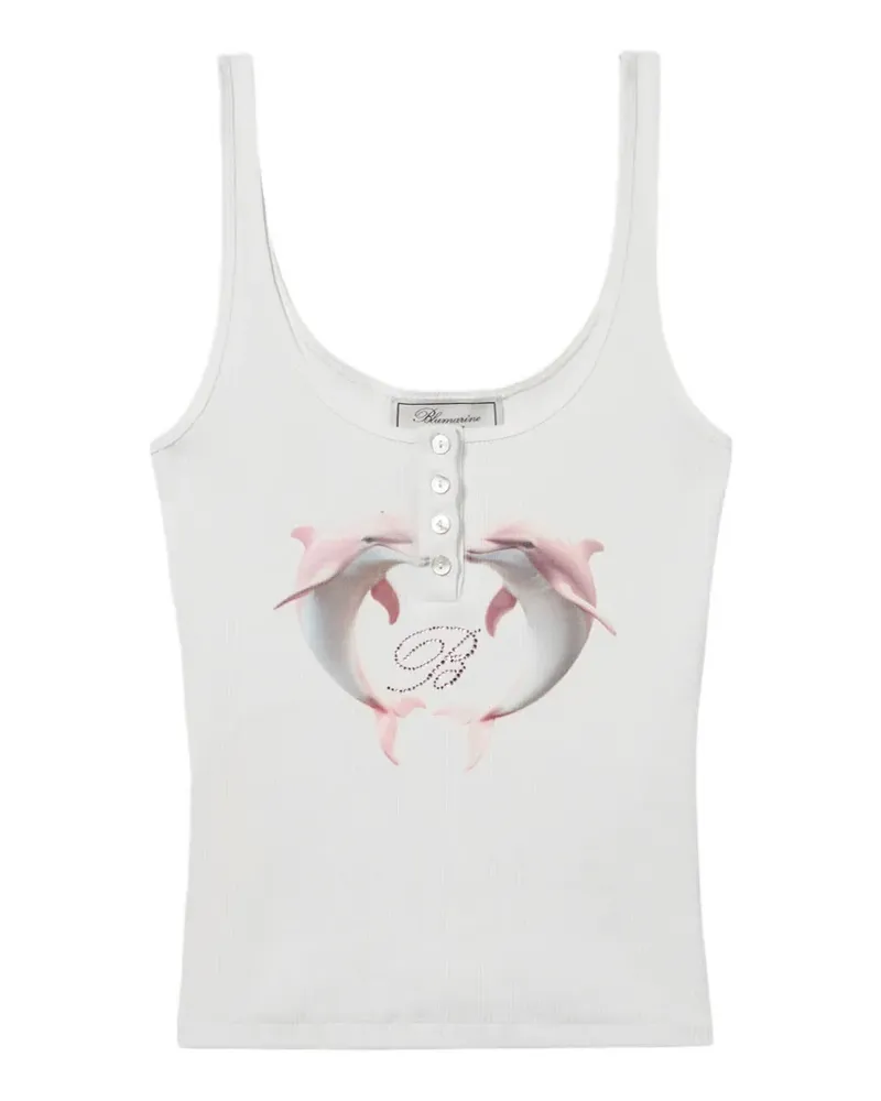 Blumarine dolphin-print ribbed top - Weiß Weiß