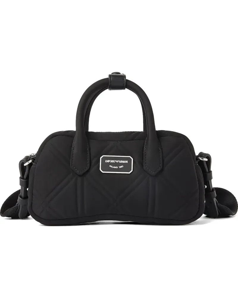 Emporio Armani quilted logo-plaque tote bag - Schwarz Schwarz