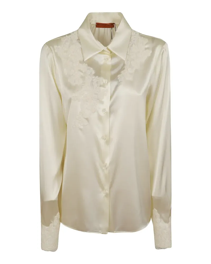 Ermanno Scervino lace-trimmed satin shirt - Nude Nude