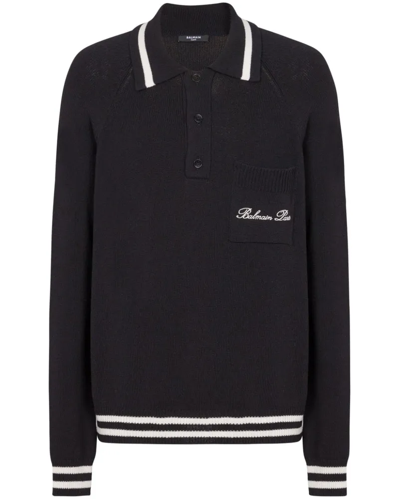 Balmain Poloshirt mit Logo-Stickerei - Schwarz Schwarz